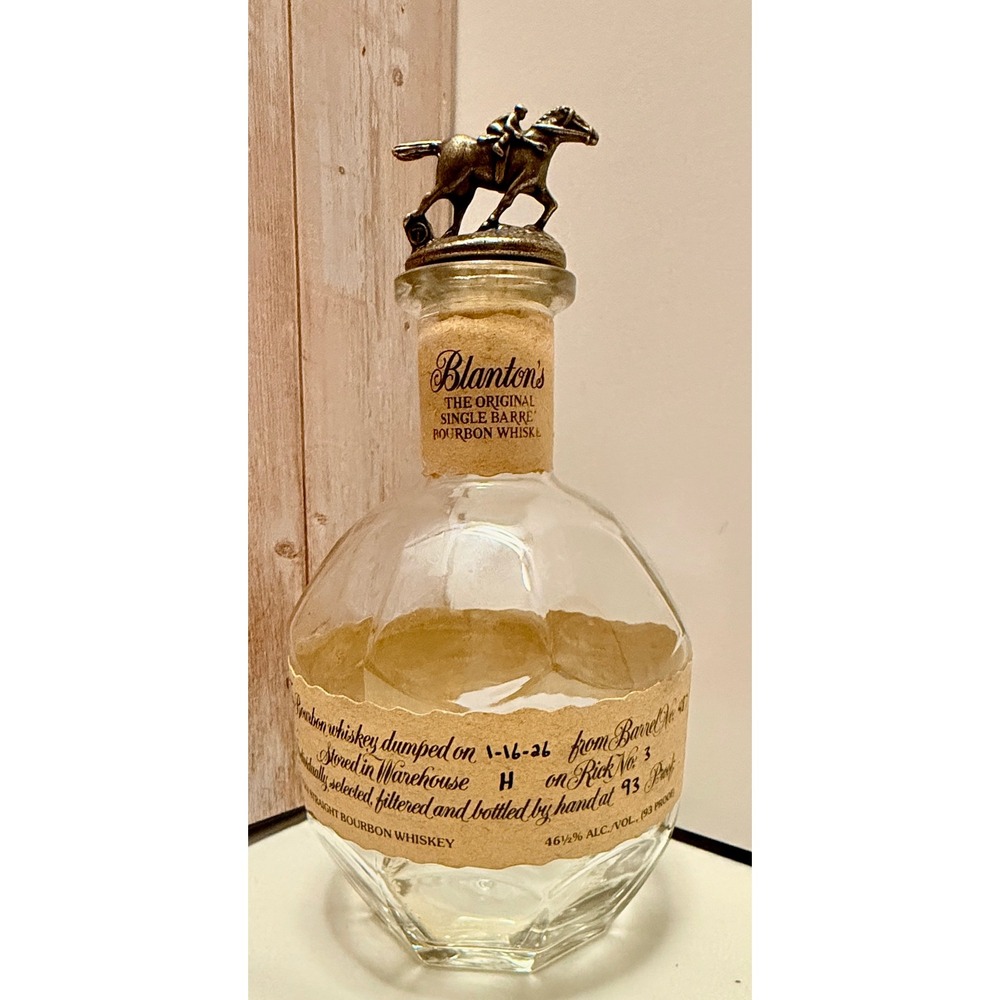 Blanton's Bourbon Empty Bottle 750ml Clear Excellent Horse Stopper Letter T